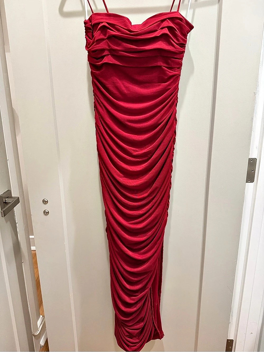 Princess Polly Ruched Maxi Dress in Red Size 4 Like New